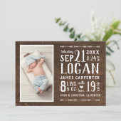 Moderne Rustic 2 Aankondiging van geboorte foto's (Staand voorkant)