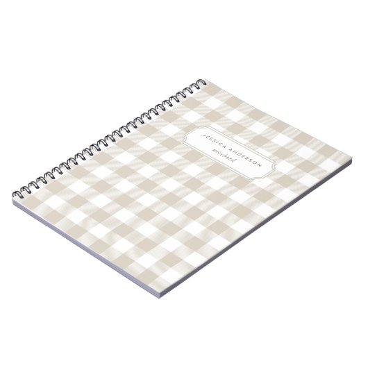 Moderne Rustic Beige Buffalo Check Notitieboek (Linkerzijde)