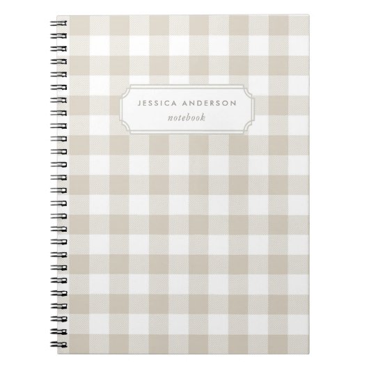 Moderne Rustic Beige Buffalo Check Notitieboek (Voorkant)