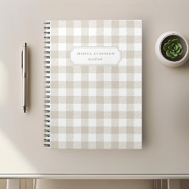 Moderne Rustic Beige Buffalo Check Notitieboek