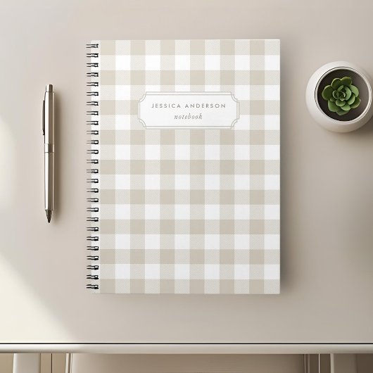 Moderne Rustic Beige Buffalo Check Notitieboek