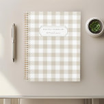 Moderne Rustic Beige Buffalo Check Planner<br><div class="desc">Aangepast ontworpen planner-notitieboek met beige buffelcontrolepatroon met persoonlijke naam.</div>