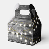 Moderne Rustic Black Wood Gold Lights Bigding Bedankdoosjes (Achterkant)
