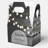 Moderne Rustic Black Wood Gold Lights Bigding Bedankdoosjes (Geopend)