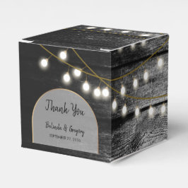 Moderne Rustic Black Wood Gold Lights Bigding Bedankdoosjes