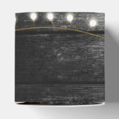 Moderne Rustic Black Wood Gold Lights Bigding Bedankdoosjes (Bovenkant)