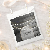 Moderne Rustic Black Wood Gold Lights Bigding Bedankzakje (Geknipt)