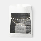 Moderne Rustic Black Wood Gold Lights Bigding Bedankzakje (Voorkant)