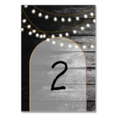 Moderne Rustic Black Wood Gold Lights Bigding Kaart (Achterkant)