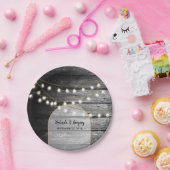 Moderne Rustic Black Wood Gold Lights Bigding Papieren Bordje (Feest)