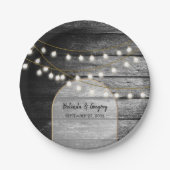 Moderne Rustic Black Wood Gold Lights Bigding Papieren Bordje (Voorkant)