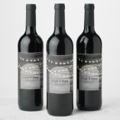 Moderne Rustic Black Wood Gold Lights Bigding Wijn Etiket (Flessen)