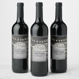 Moderne Rustic Black Wood Gold Lights Bigding Wijn Etiket