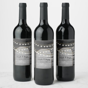 Moderne Rustic Black Wood Gold Lights Bigding Wijn Etiket