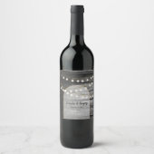 Moderne Rustic Black Wood Gold Lights Bigding Wijn Etiket (Voorkant)