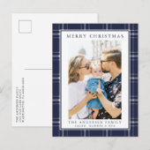 Moderne Rustic Blue Pset Kaart voor kerstmis (Voorkant / Achterkant)