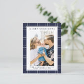 Moderne Rustic Blue Pset Kaart voor kerstmis (Staand voorkant)