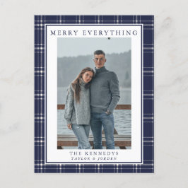 Moderne Rustic Blue Pset Kaart voor kerstmis