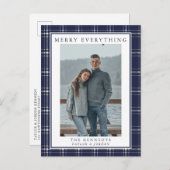 Moderne Rustic Blue Pset Kaart voor kerstmis (Voorkant / Achterkant)