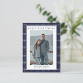 Moderne Rustic Blue Pset Kaart voor kerstmis (Staand voorkant)