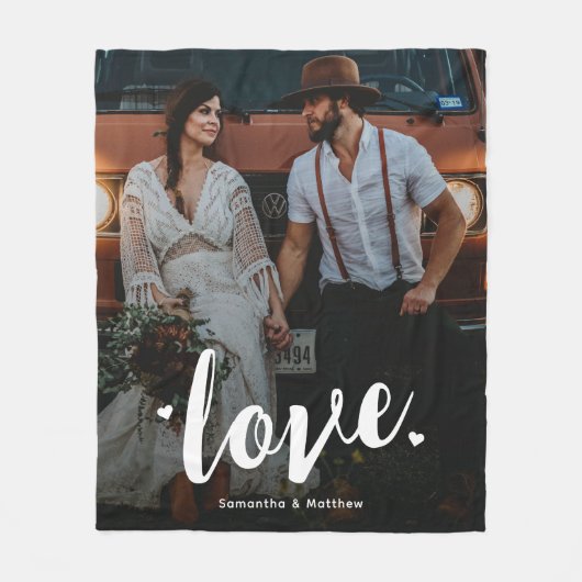 Moderne Rustic Bold Script Love Verloving Fleece Deken (Voorkant)