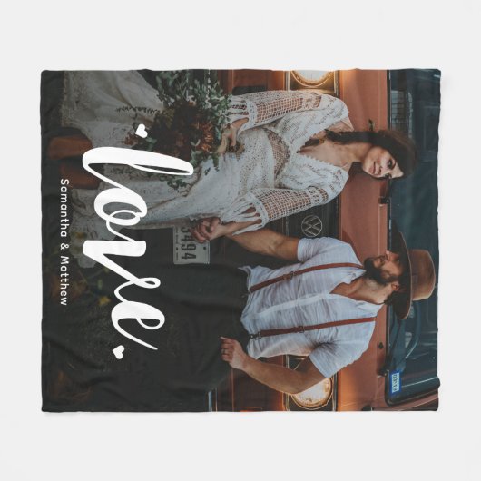 Moderne Rustic Bold Script Love Verloving Fleece Deken (Voorkant (Horizontaal))