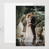 Moderne Rustic Calligraphy Script Weddenfoto Bedankkaart (Voorkant / Achterkant)