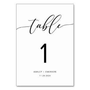 Moderne Rustic Calligraphy Wedding Table Number 1 Kaart