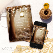 Moderne Rustic Country Tree String Lights Wedding Kaart