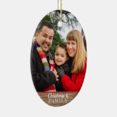 Moderne Rustic Custom 2-Photo Family Kerstmis Keramisch Ornament (Rechts)