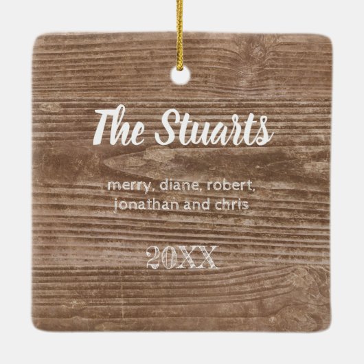 Moderne Rustic Custom 2-side reeks - Kerstmis met Keramisch Ornament (Achterkant)