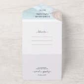 Moderne Rustic Destination Beach Wedding 3 Foto All In One Uitnodiging (Buitenkant)
