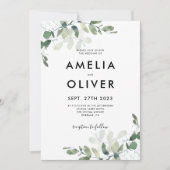 Moderne Rustic Eucalyptus Leaves Greenery Wedding Kaart (Voorkant)
