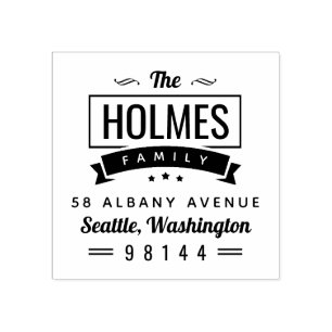 Moderne Rustic Family Badge Return Address Stamp Rubberstempel