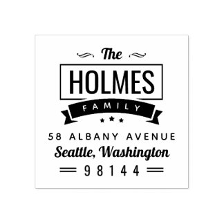 Moderne Rustic Family Badge Return Address Stamp Rubberstempel