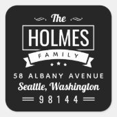 Moderne Rustic Family Badge Return-adreslabel Vierkante Sticker (Voorkant)