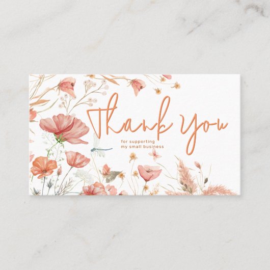 Moderne Rustic Floral zachte crème dank u Visitekaartje (Voorkant)