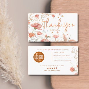 Moderne Rustic Floral zachte crème dank u Visitekaartje