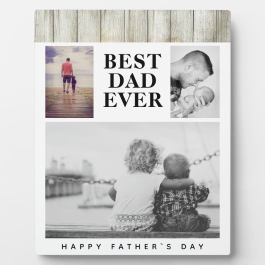 Moderne Rustic Foto Collage Beste vader Vader Dag Fotoplaat (Voorkant)