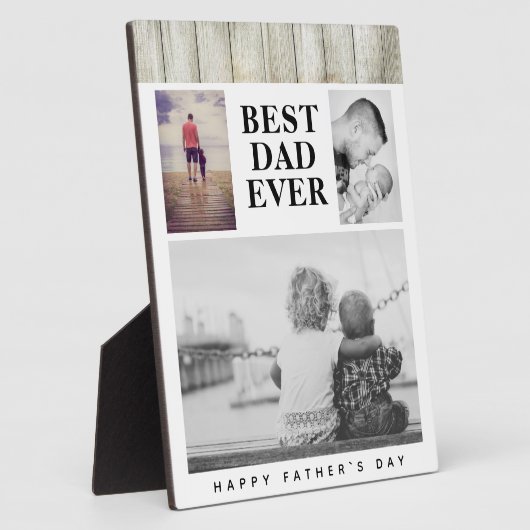 Moderne Rustic Foto Collage Beste vader Vader Dag Fotoplaat (Zijkant)