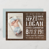 Moderne Rustic Foto geboorteaankondiging Aankondiging (Voorkant / Achterkant)