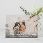 Moderne Rustic, gehuwd en prettige kerstfoto Feestdagenkaart (Staand voorkant)