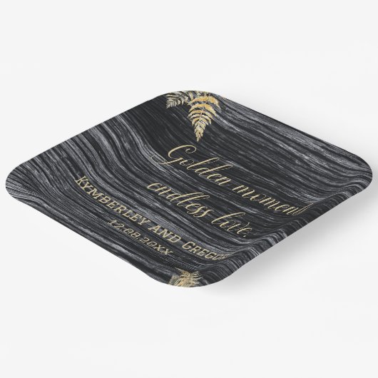 Moderne Rustic Golden Moments eindeloze liefdeswed Papieren Bordje (Gebogen)