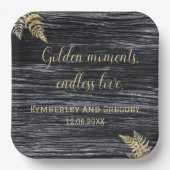 Moderne Rustic Golden Moments eindeloze liefdeswed Papieren Bordje (Voorkant)