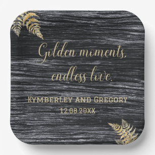 Moderne Rustic Golden Moments eindeloze liefdeswed Papieren Bordje
