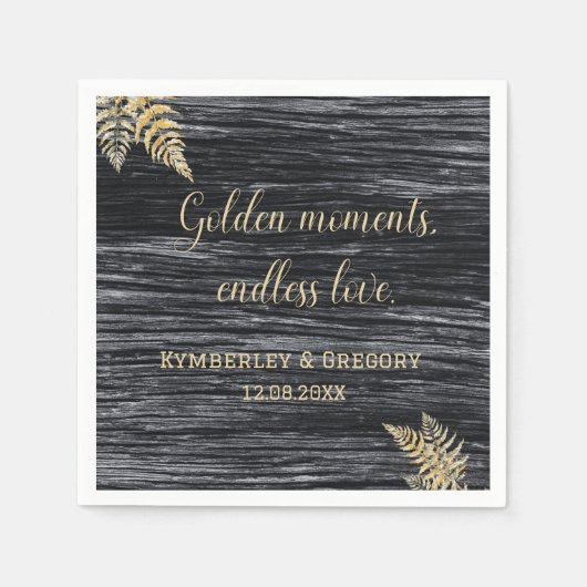 Moderne Rustic Golden Moments eindeloze liefdeswed Servet (Voorkant)