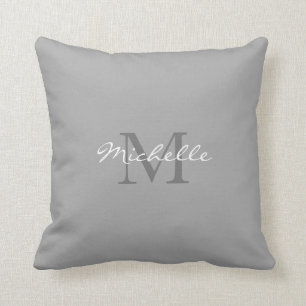 Moderne rustic Gray-naam voor persoonlijk monogram Kussen