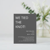Moderne Rustic Gray Wedding Announcement Briefkaart (Staand voorkant)