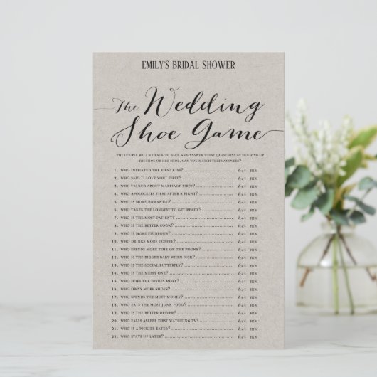Moderne Rustic Grey Vrijgezellenfeest Game PRINED (Staand voorkant)