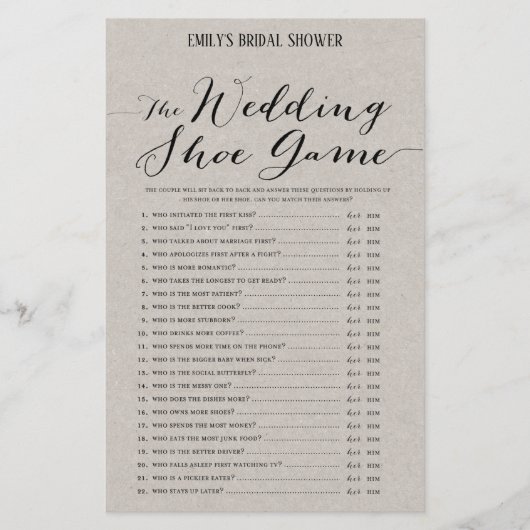 Moderne Rustic Grey Vrijgezellenfeest Game PRINED (Voorkant)